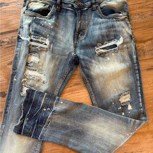 Evolution in Design boys Jeans Size 20 Acid Wash Distressed 28x31 Skinny Stretch